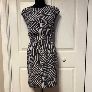 LOFT Black and White Abstract Mini Dress